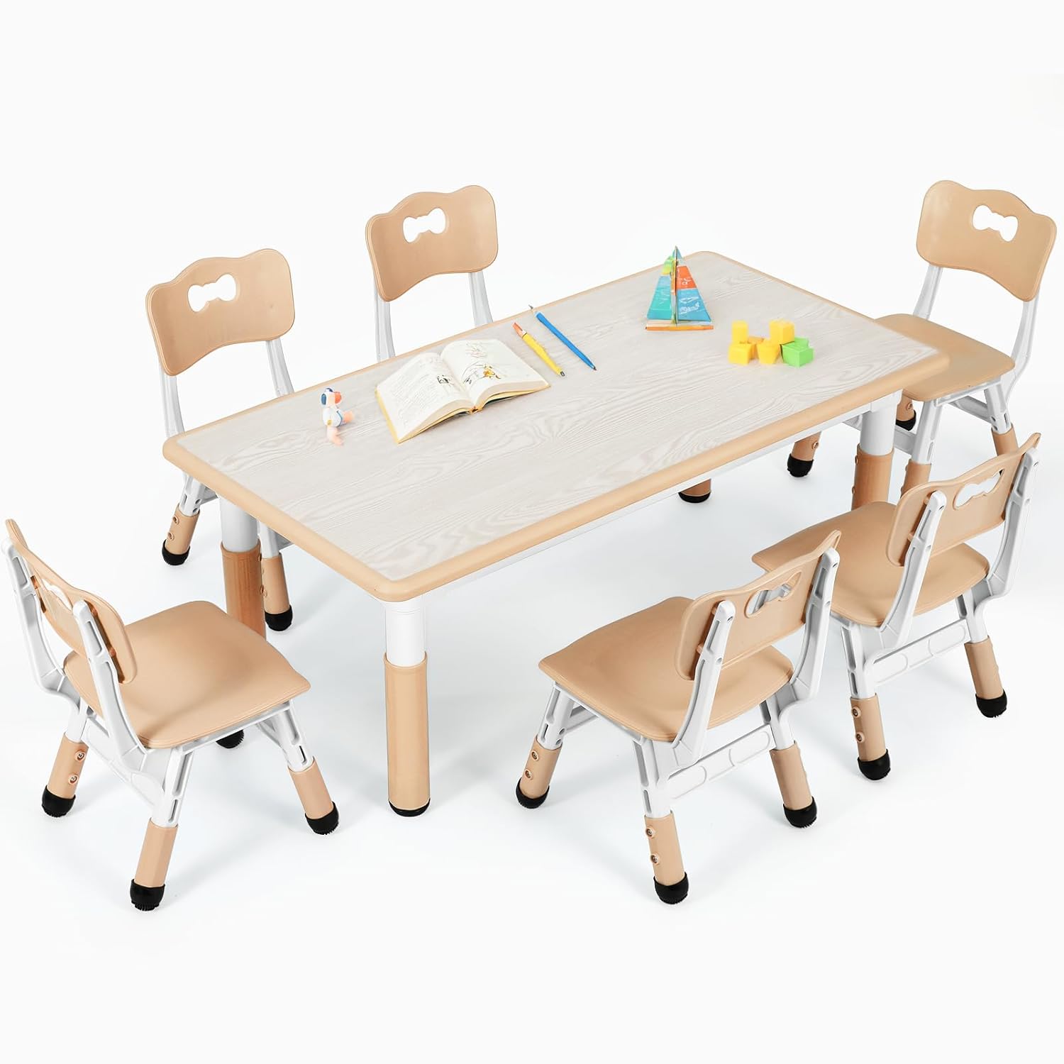 Art Craft Activities For Preschoolers - Kids Table and 6 Chairs Set,
