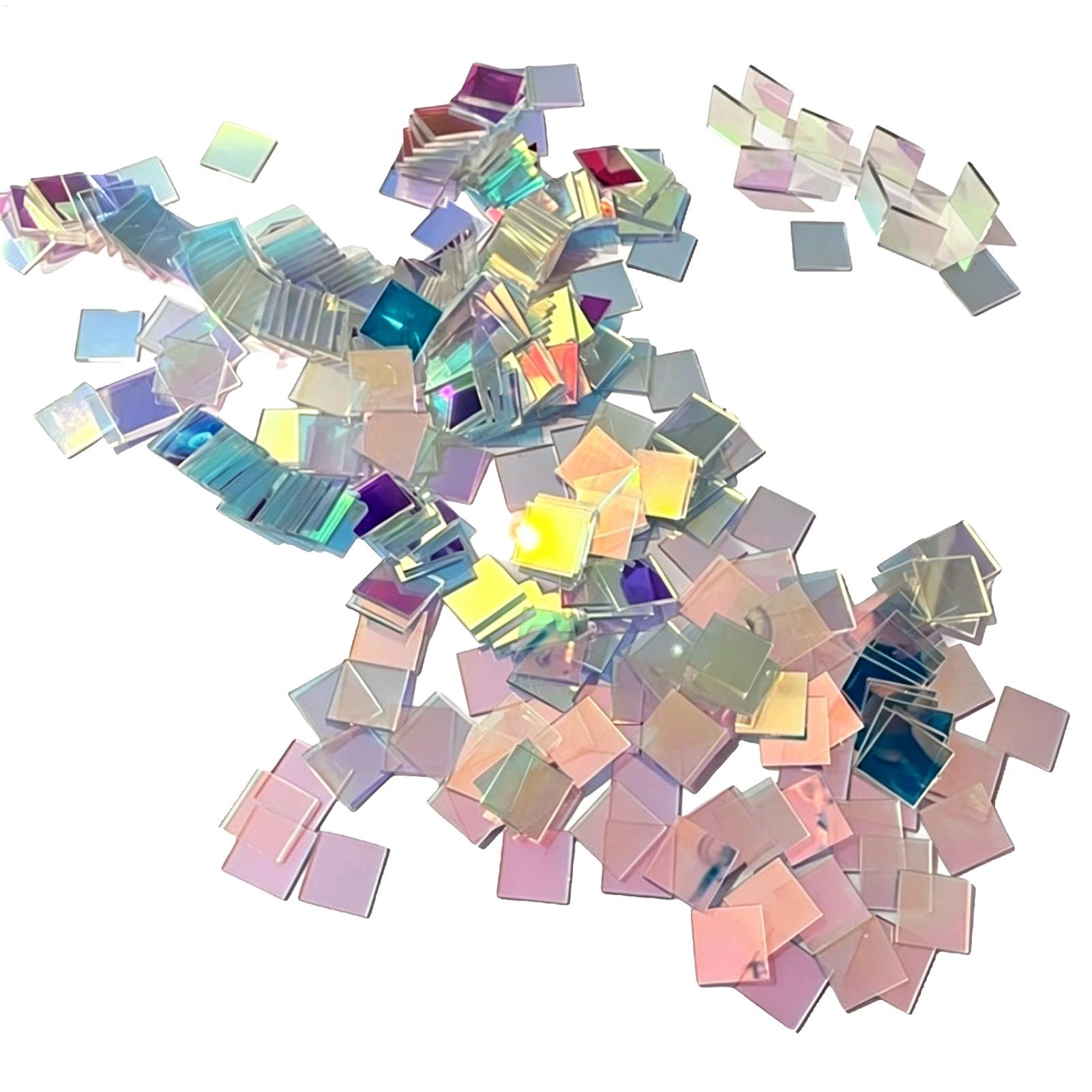 Artwork Craft - 50/100Pcs Mini Rainbow Holographic Acrylic Squares