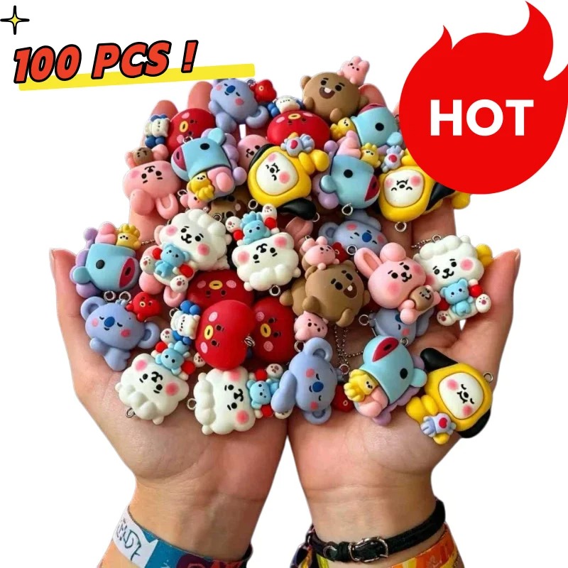 Art Craft Materials - 7pcs BT21 Resin Cartoon Charm DIY