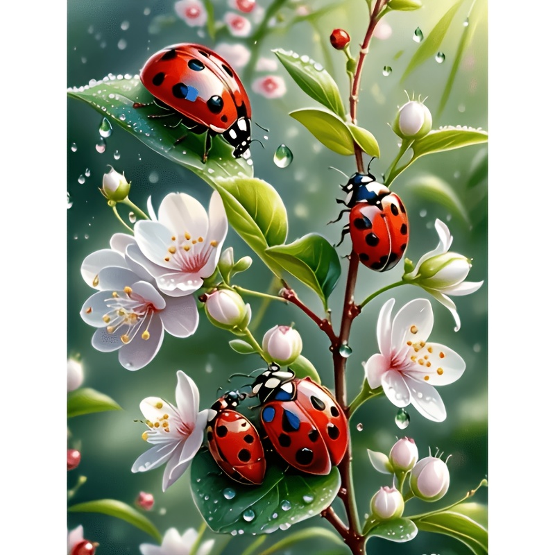Art Craft Ladybug - Ladybug on Spring Flower Diamond Painting