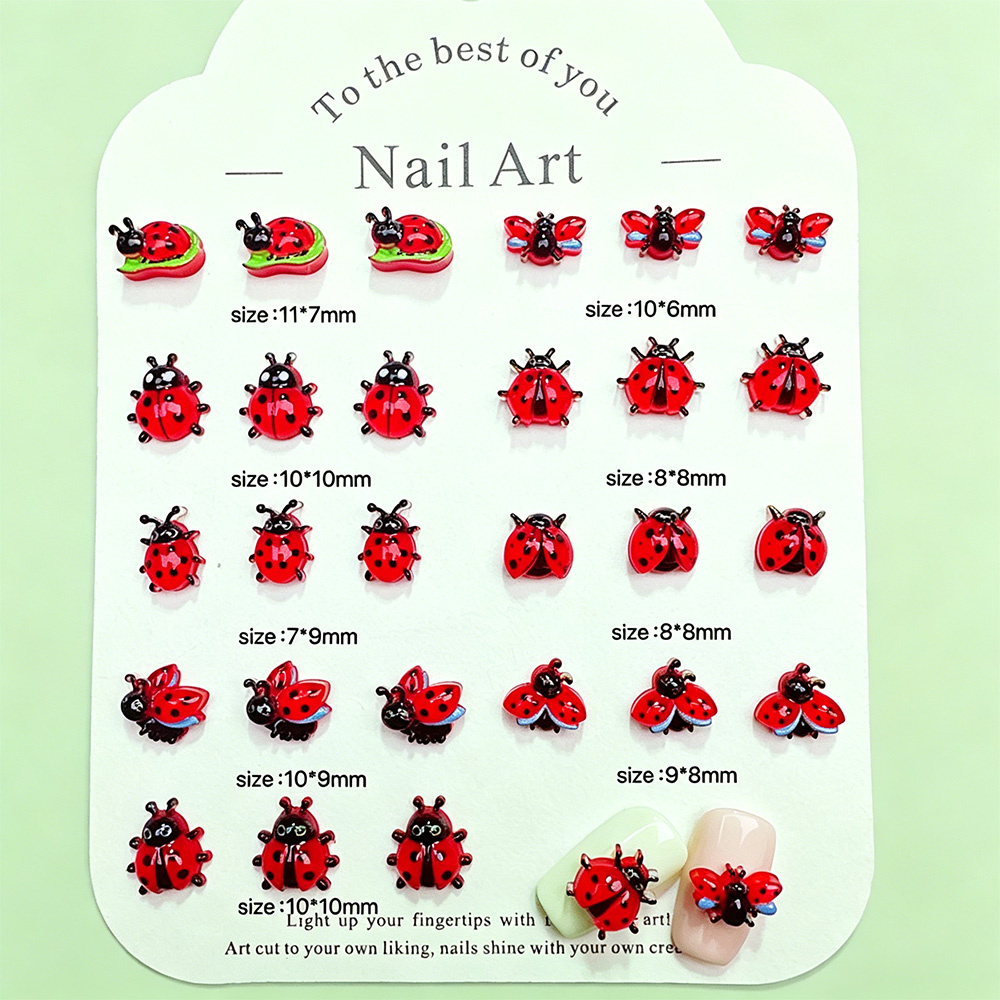 50Pcs 3D Mini Ladybug Nail Cha - Art Craft Ladybug recension och pris