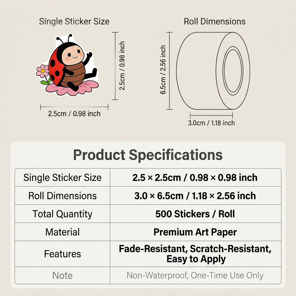 500Pcs Cartoon Ladybug Sticker - Art Craft Ladybug recension och pris