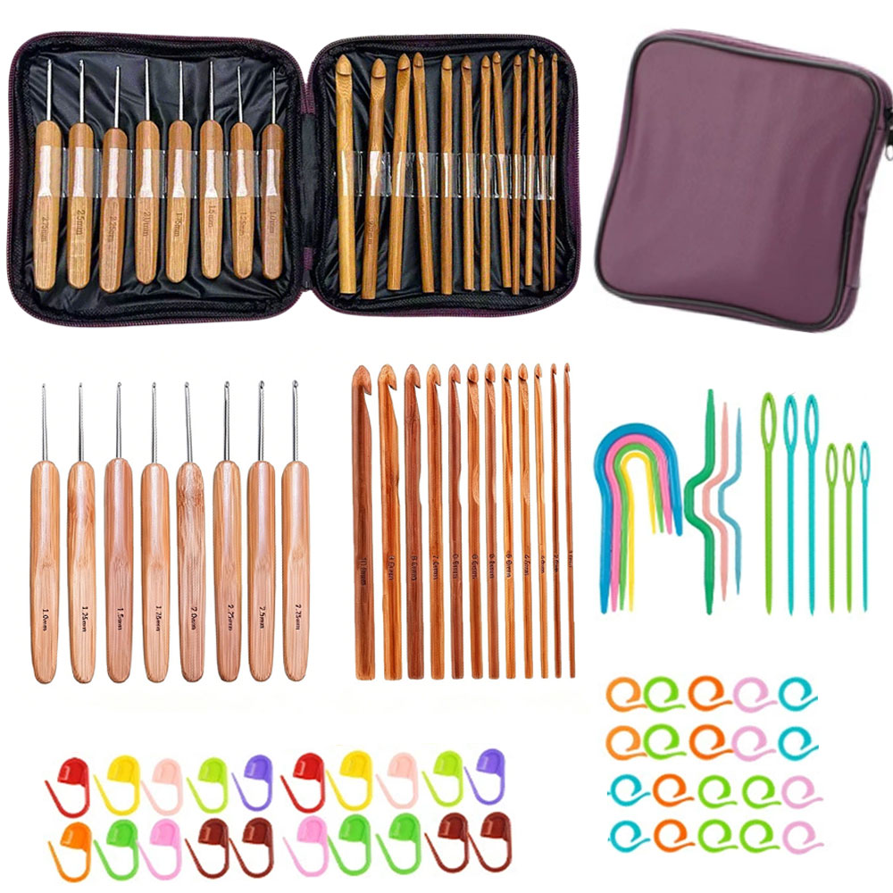 74pcs Bamboo Crochet Hooks Set - Art Craft Materials recension och pris