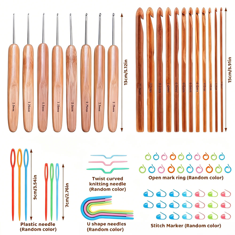 74pcs Bamboo Crochet Hooks Set - Art Craft Materials recension och pris
